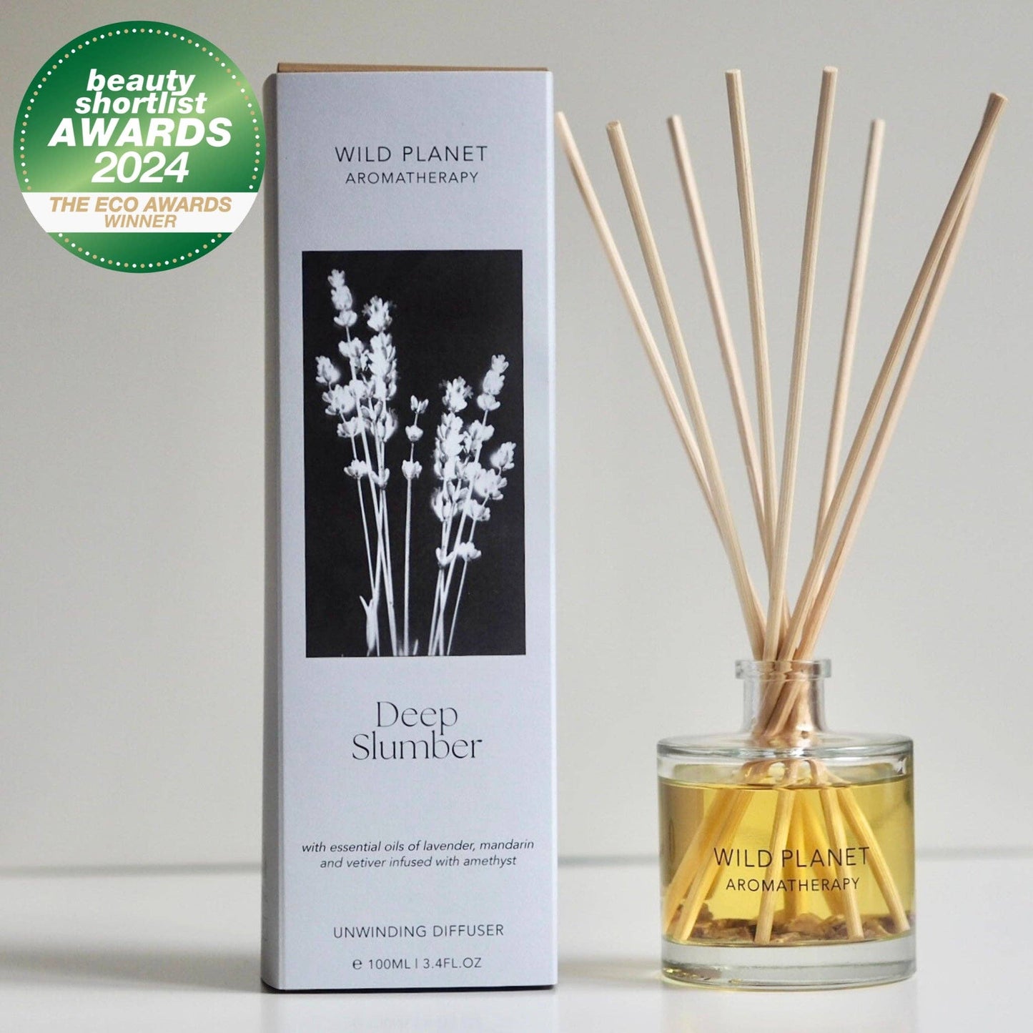Wild Planet Aromatherapy Deep Slumber Reed Diffuser, 100ml with essential oils for relaxation.