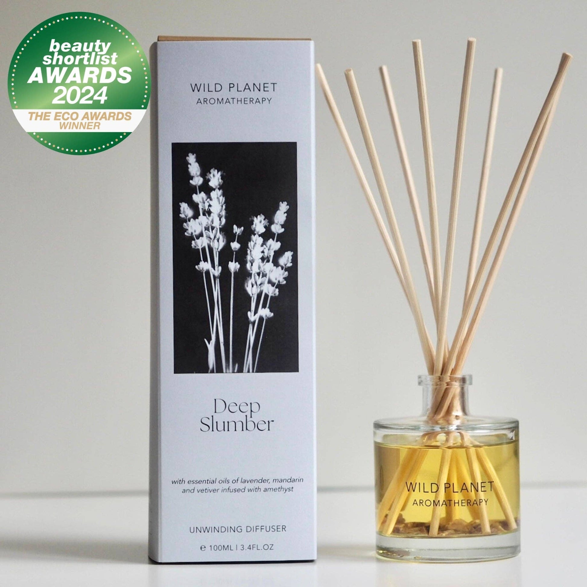 Wild Planet Aromatherapy Deep Slumber Reed Diffuser, 100ml with essential oils for relaxation.