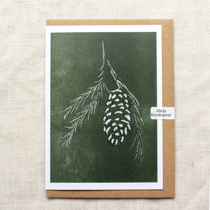 Alicia Breakspear - Christmas Card A6 Pine Cone - Recycled Card 