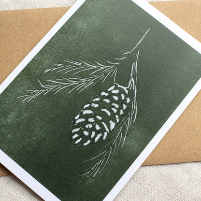 Alicia Breakspear - Christmas Card A6 Pine Cone - Recycled Card 