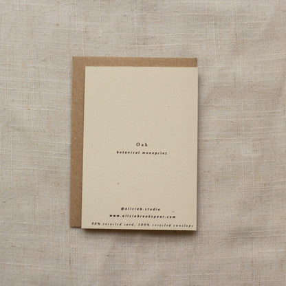 Alicia Breakspear - Mini A7 Thank You Card Botanical Art - Oak Leaf