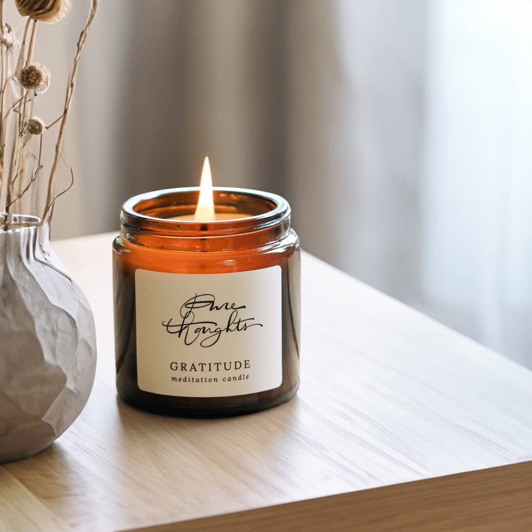 Gratitude Meditation Soy Wax Candle, hand-poured with non-toxic soy wax for a clean burn.