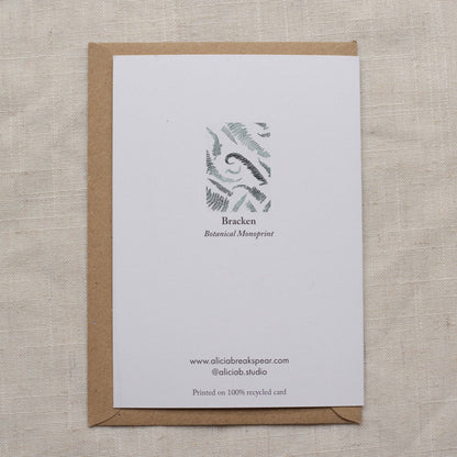 Alicia Breakspear - Christmas Card A6 Botanical Bracken Ferns - Recycled Card 