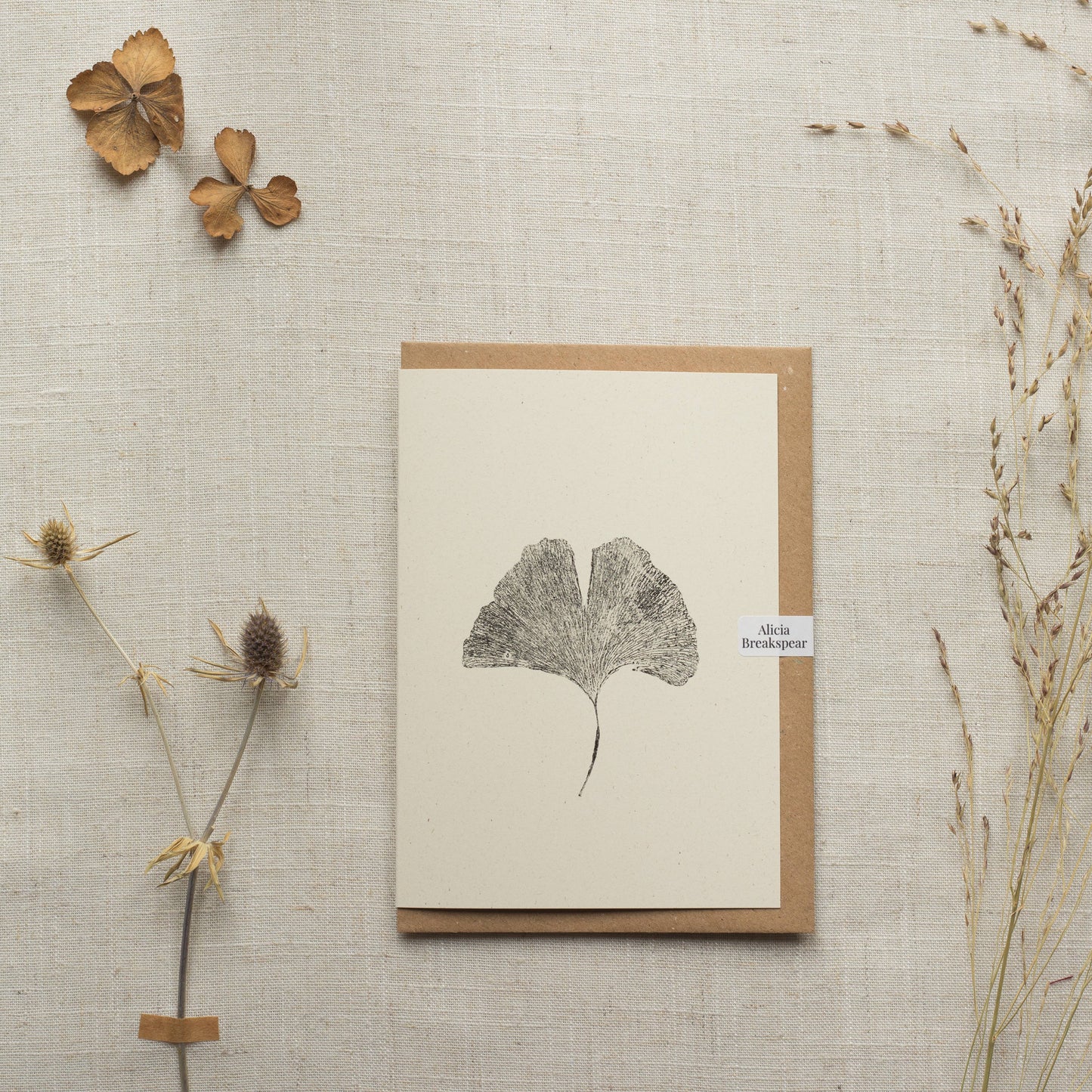 Alicia Breakspear - Ginkgo Leaf Greeting Card A6 Recycled Card 