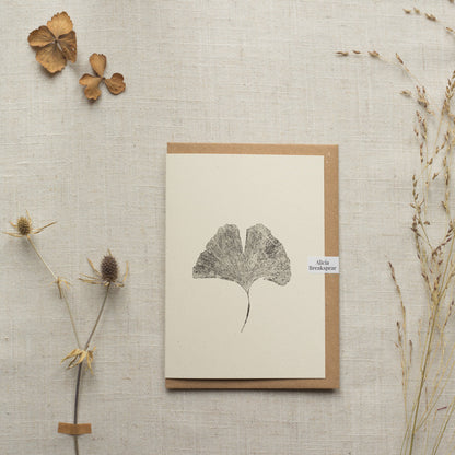 Alicia Breakspear - Ginkgo Leaf Greeting Card A6 Recycled Card 