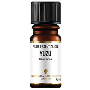 Amphora Aromatics Yuzu Essential Oil, a pure citrus essential oil for aromatherapy.