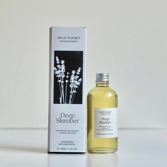 Wild Planet Aromatherapy Deep Slumber Diffuser Refill, a relaxing essential oil blend for sleep.