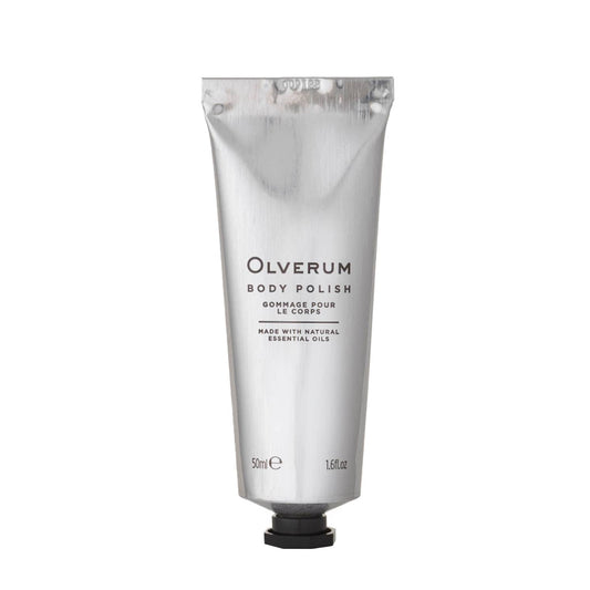 Olverum Body Polish, a natural dual action exfoliator in a 50ml size.