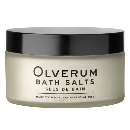 Olverum Mineral Soak Bath Salts in a 200g jar, a relaxing therapeutic bath treatment.