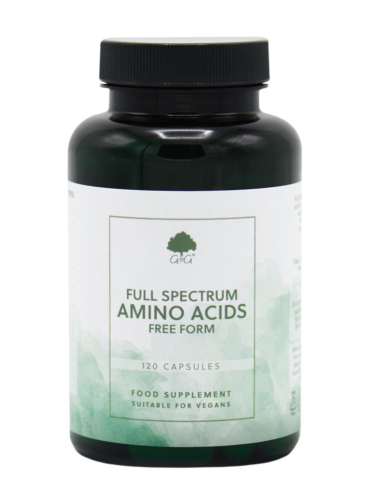 G&G Full Spectrum Amino Acids 120s, premium supplement for muscle recovery and enzyme production.