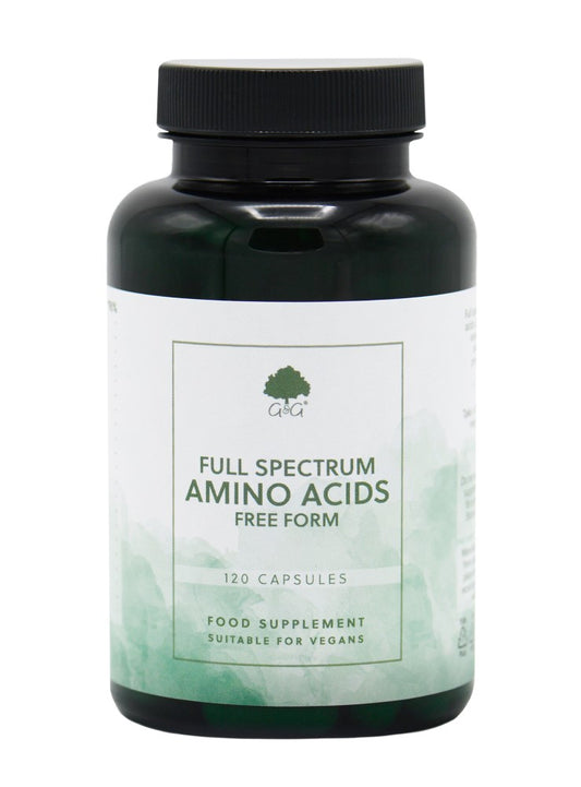 G&G Full Spectrum Amino Acids 120s, premium supplement for muscle recovery and enzyme production.