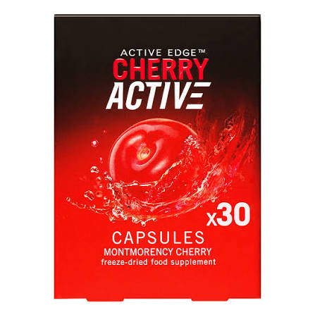 Active Edge Cherry Active Capsules 30's, a natural tart cherry supplement for muscle recovery.