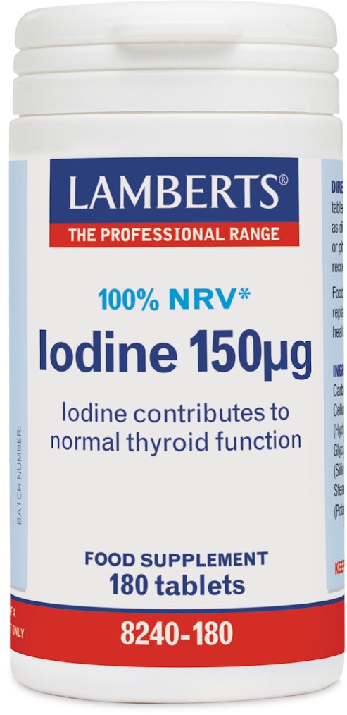 Lamberts Iodine 150 180s for normal thyroid function and overall health.