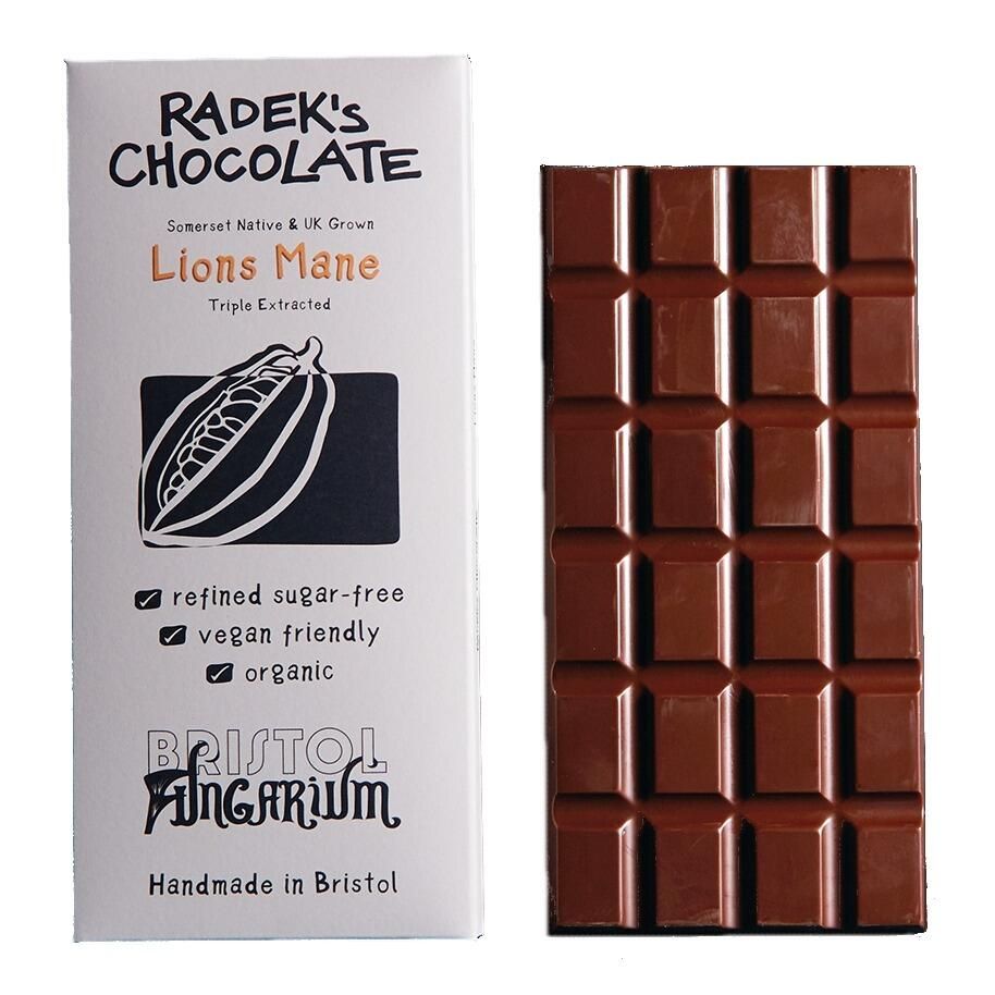 Lion's Mane Chocolate Bar with high-quality cocoa and lion's mane mushroom for a sophisticated flavour blend.