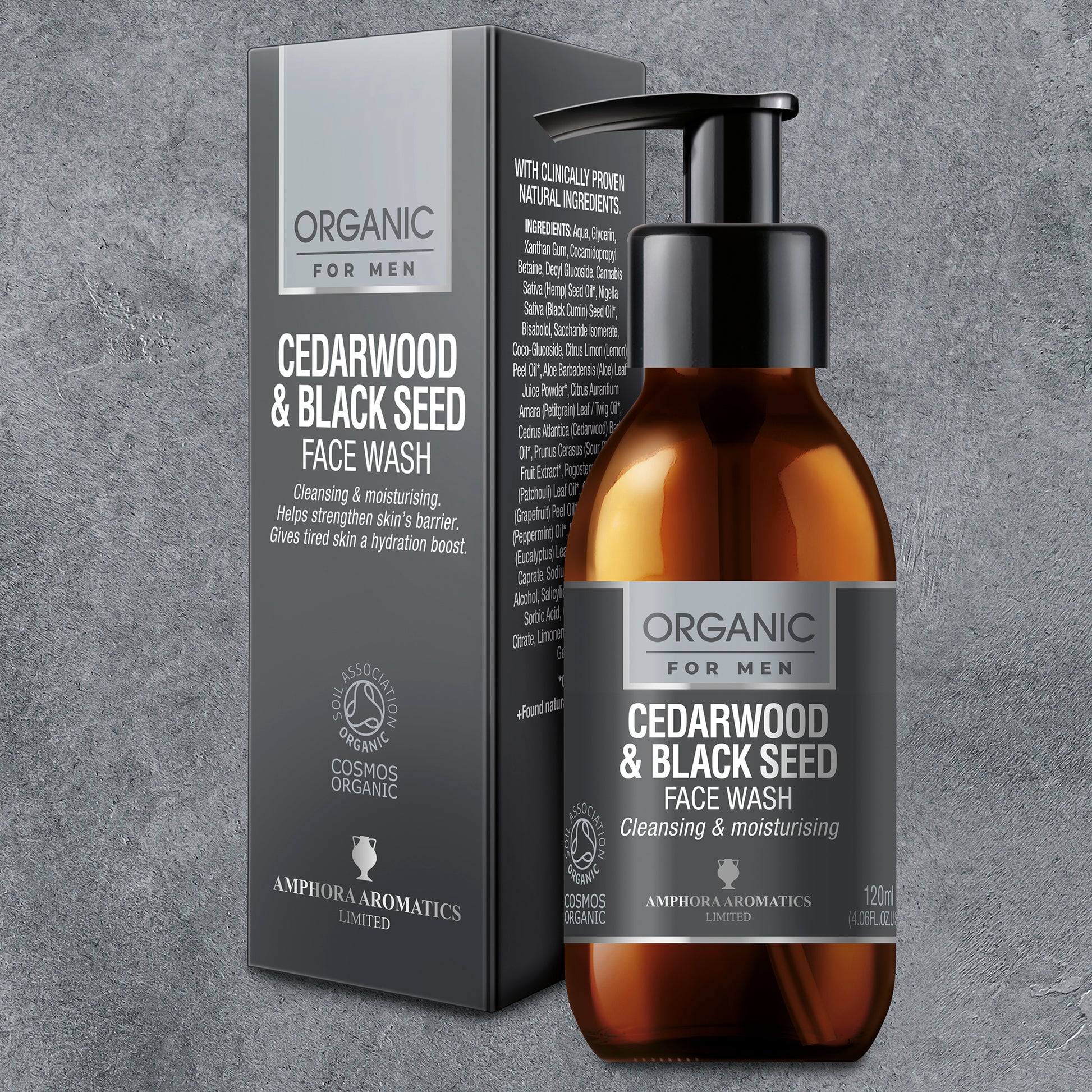 Cedarwood & Black Seed Face Wash; cleanses and invigorates skin