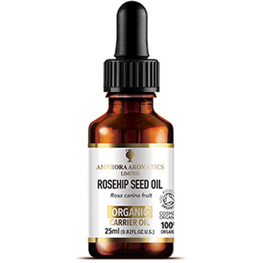 Organic Rosehip Oil 25ml for healthy skin regeneration.