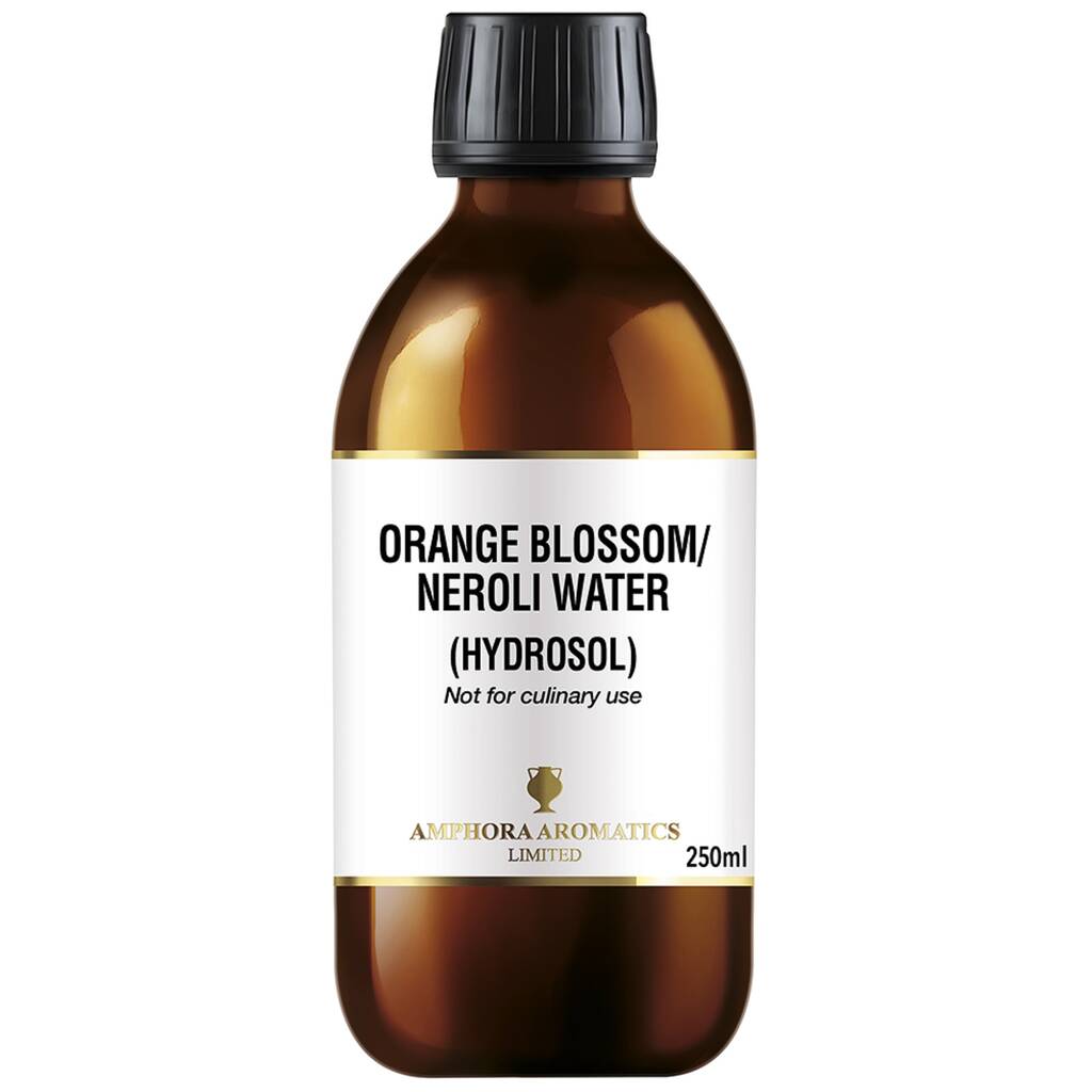 Neroli Water, 100% pure and ideal for all skin types, with a delicate aroma and soothing feel.