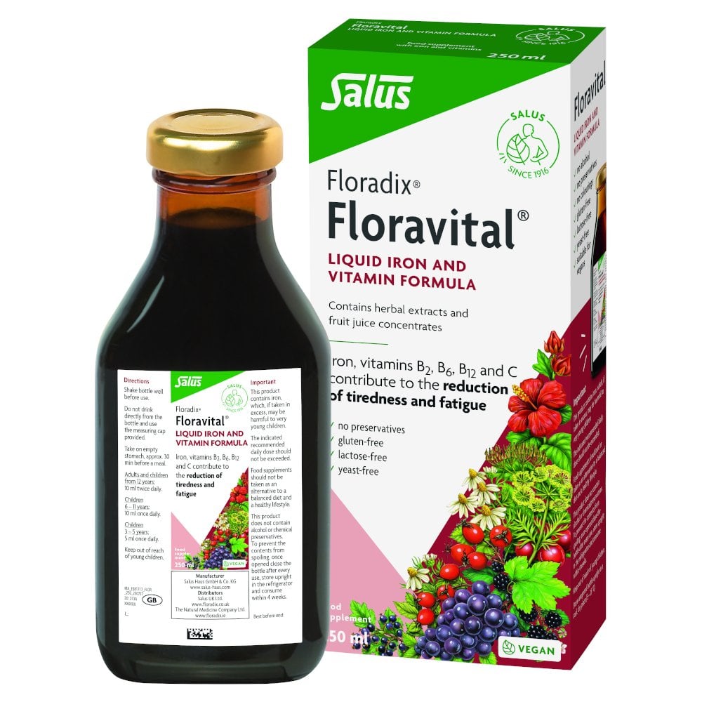 Floradix Floravital 250ml liquid iron supplement to reduce tiredness and fatigue.